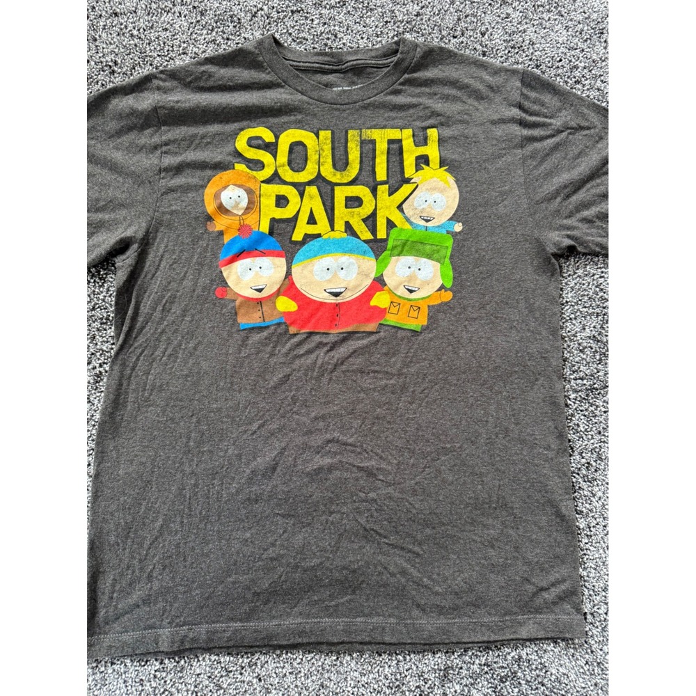 South Park Graphic T-Shirt Mens Medium Grey 2011 Cartman Stan Kyle Kenny Butters